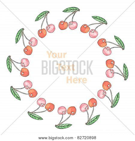 Cherry watercolor frame vector