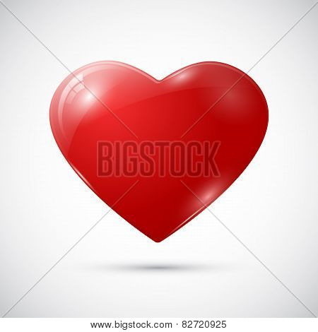 Red heart on white background
