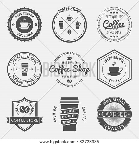vector set of vintage retro coffee shop logos badges and labels. logotype design elements
