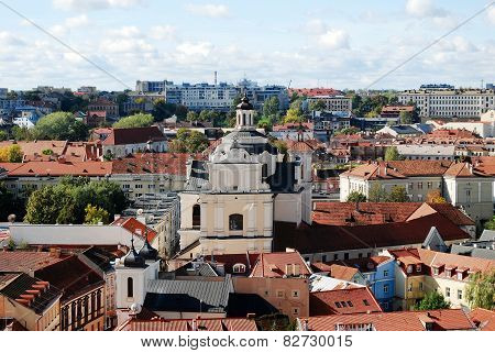 Vilnius City Aerial View From Vilnius University Tower