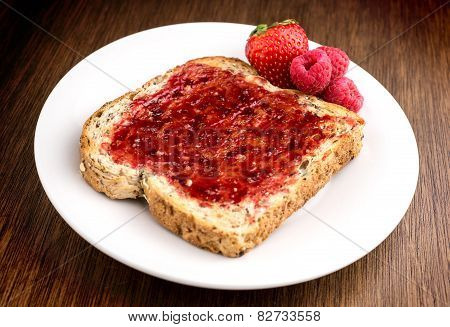 Mixed Fruit Jam On Healthy Whole Wheat Multi Grain Toast