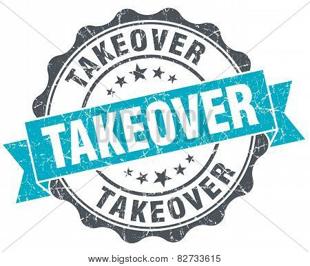 Takeover Vintage Turquoise Seal Isolated On White