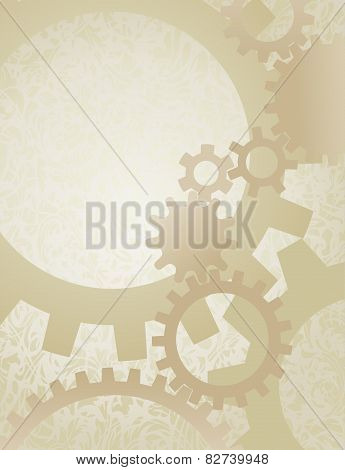 Steampunk Gears Background on Parchment