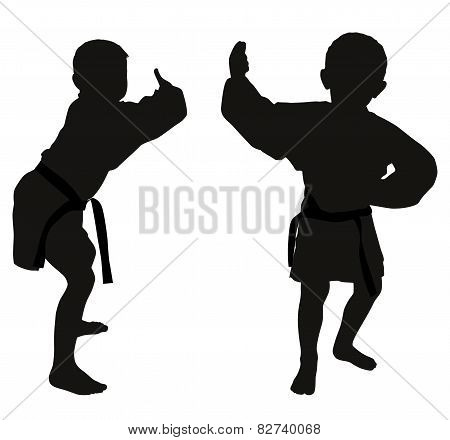 Silhouettes Of Two Little Boys