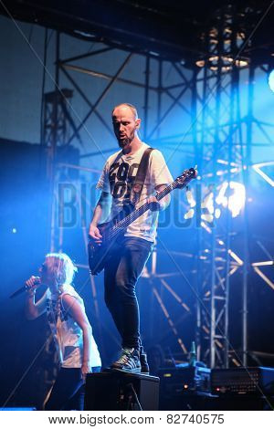 Guano Apes rock band perform during Most festival on Borovaya airfield in Minsk, July 3, 2014