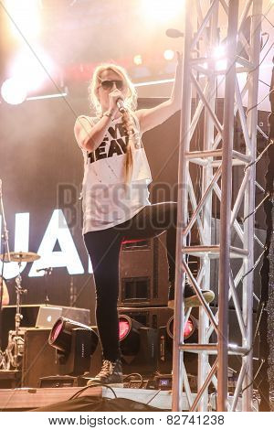 Guano Apes rock band perform during Most festival on Borovaya airfield in Minsk, July 3, 2014