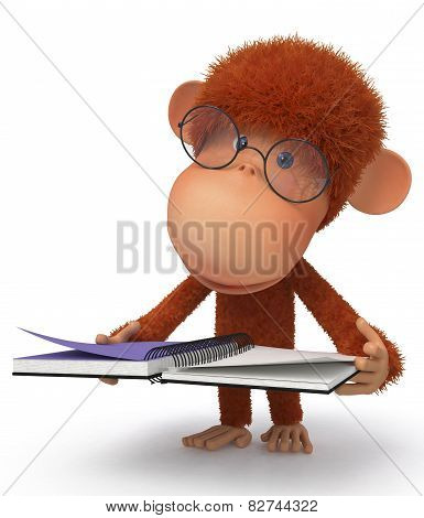 The Monkey Wearing Spectacles Reads