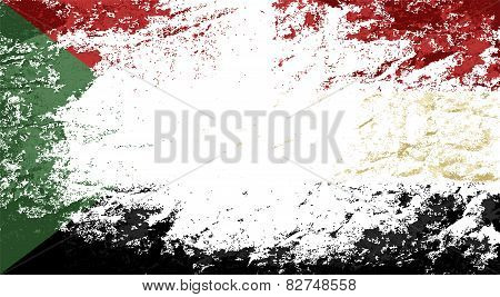 Sudanese flag. Grunge background. Vector illustration