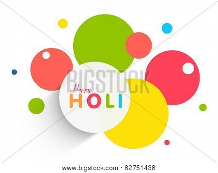 Colorful sticker, tag or label design on white background for Indian festival of colors, Happy Holi celebration.