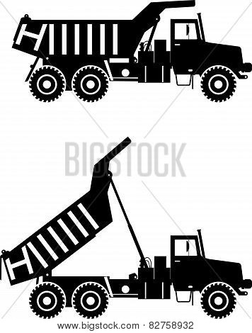 Off-highway trucks. Heavy mining trucks. Vector illustration.