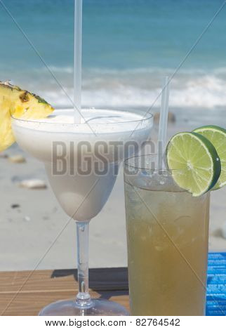 Tropical cocktails on the beach