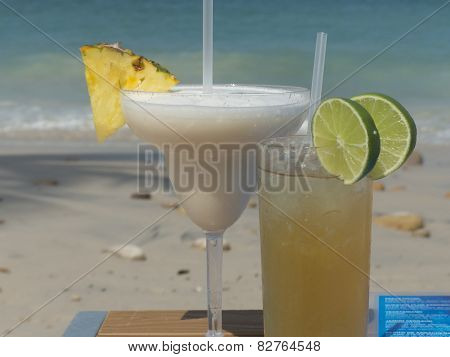 Tropical cocktails on the beach