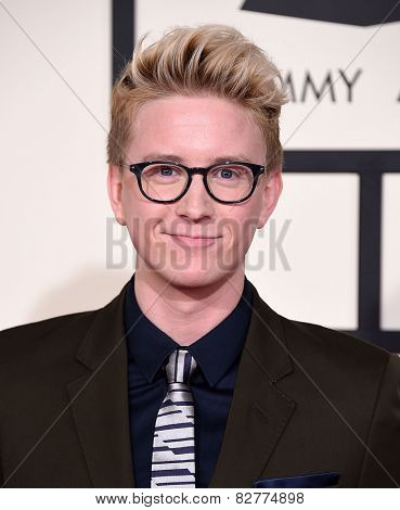 LOS ANGELES - FEB 08:  Tyler Oakley arrives to the Grammy Awards 2015  on February 8, 2015 in Los Angeles, CA                