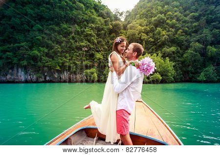 Brunette Bride With Her Groom