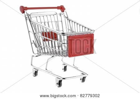 Red Shopping Cart  Isolated On White