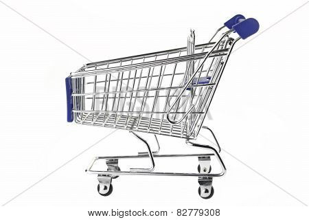 Blue Shopping Cart Isolated On White
