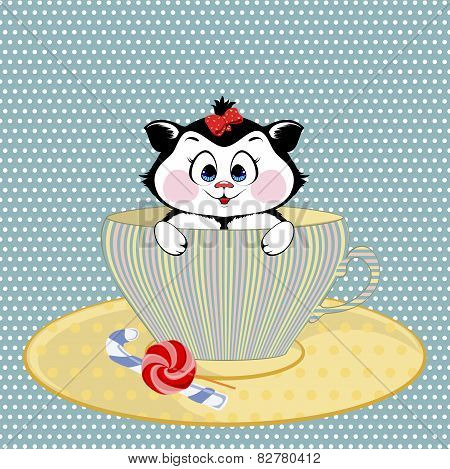 kitten mug with candy