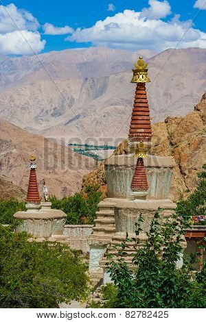 Buddhist Stupas In Hemis Monastery, Ladakh, Northern India