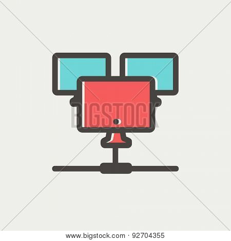 Three touchscree devices icon thin line for web and mobile, modern minimalistic flat design. Vector icon with dark grey outline and offset colour on light grey background.