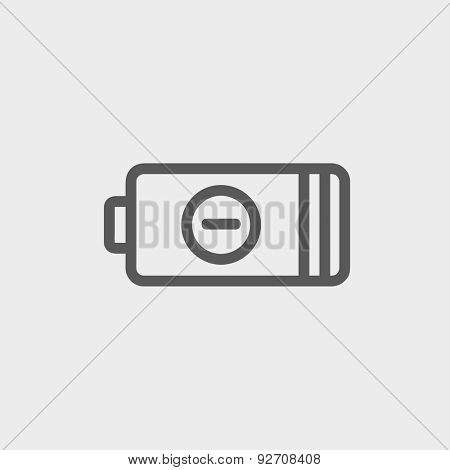 Negative power battery icon thin line for web and mobile, modern minimalistic flat design. Vector dark grey icon on light grey background.