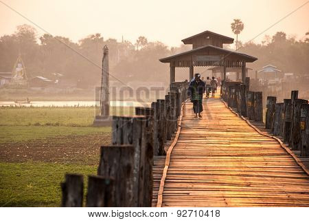 Ubein Bridge At Mandalay, Myanmar