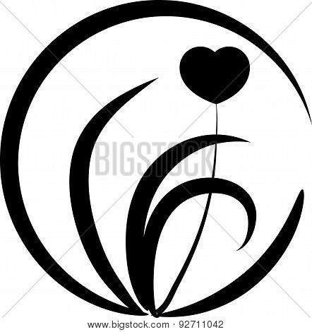 Plant and flower with circle icon