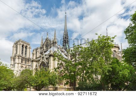 Notre Dame Cathedral In Springtime, Paris France