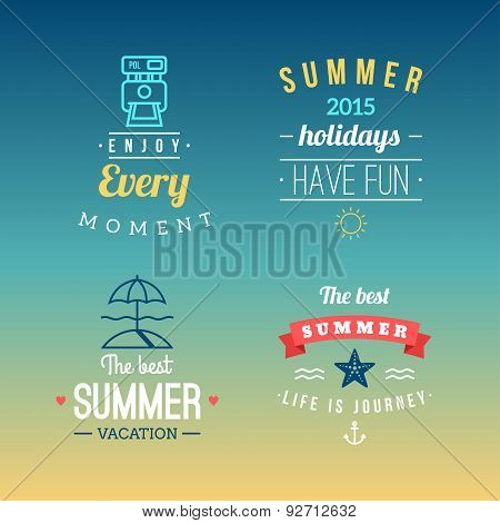 Summer Holidays Design Elements. Retro And Vintage Templates For Labels, Badges, Logotypes