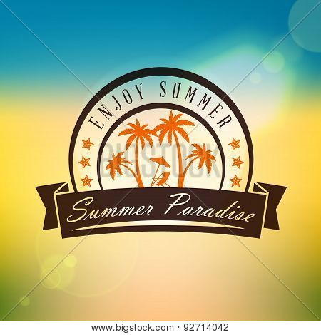 Retro Summer Holidays Hipster Label. Vector Design Elements On Coloful Summer Background