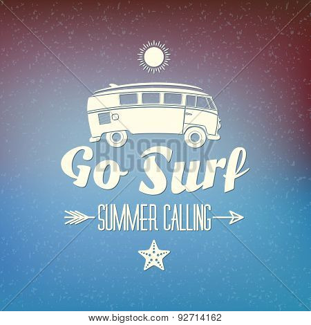 Retro Summer Holidays Hipster Label. Vector Design Elements On Coloful Summer Background