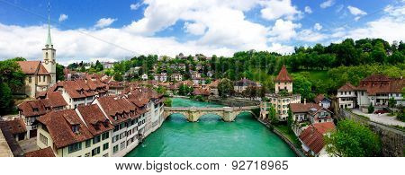 Panorama View Of Historical Old Town City Bern