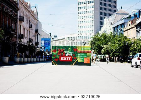 Bilboard Of Exit Festival 2015 In City Center Of Novi Sad