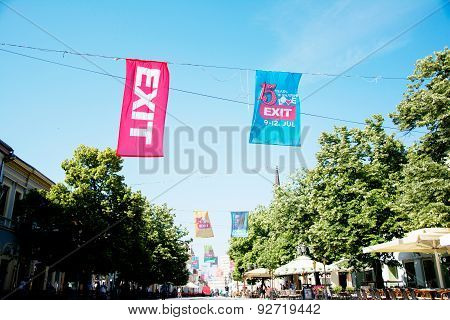 Flags Of Exit Festival 2015 In City Center Of Novi Sad