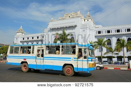 Traffic In Downtown Yangon, Myanmar