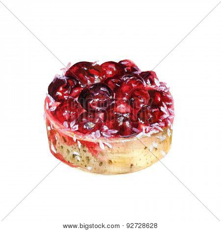 Watercolor cherry cake