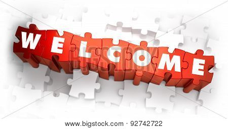 Welcome - White Word on Red Puzzles.