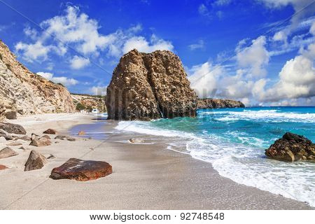 beautiful scenic beaches of Greek islands - Fyriplaka on Milos island