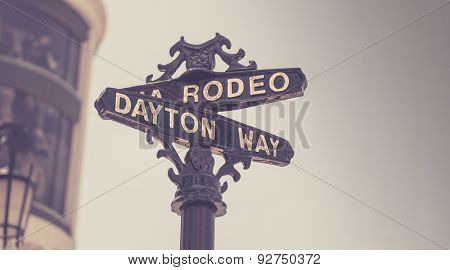 Classic Rodeo Drive street sign, Beverly Hills,CA,USA