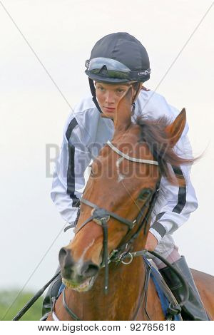 Concentrated Female Jockey