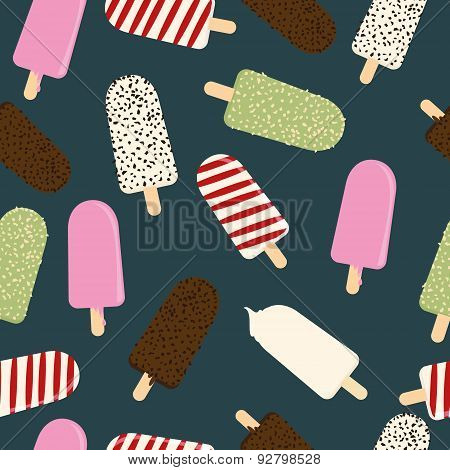 Seamless pattern with colorful ice cream. Vector