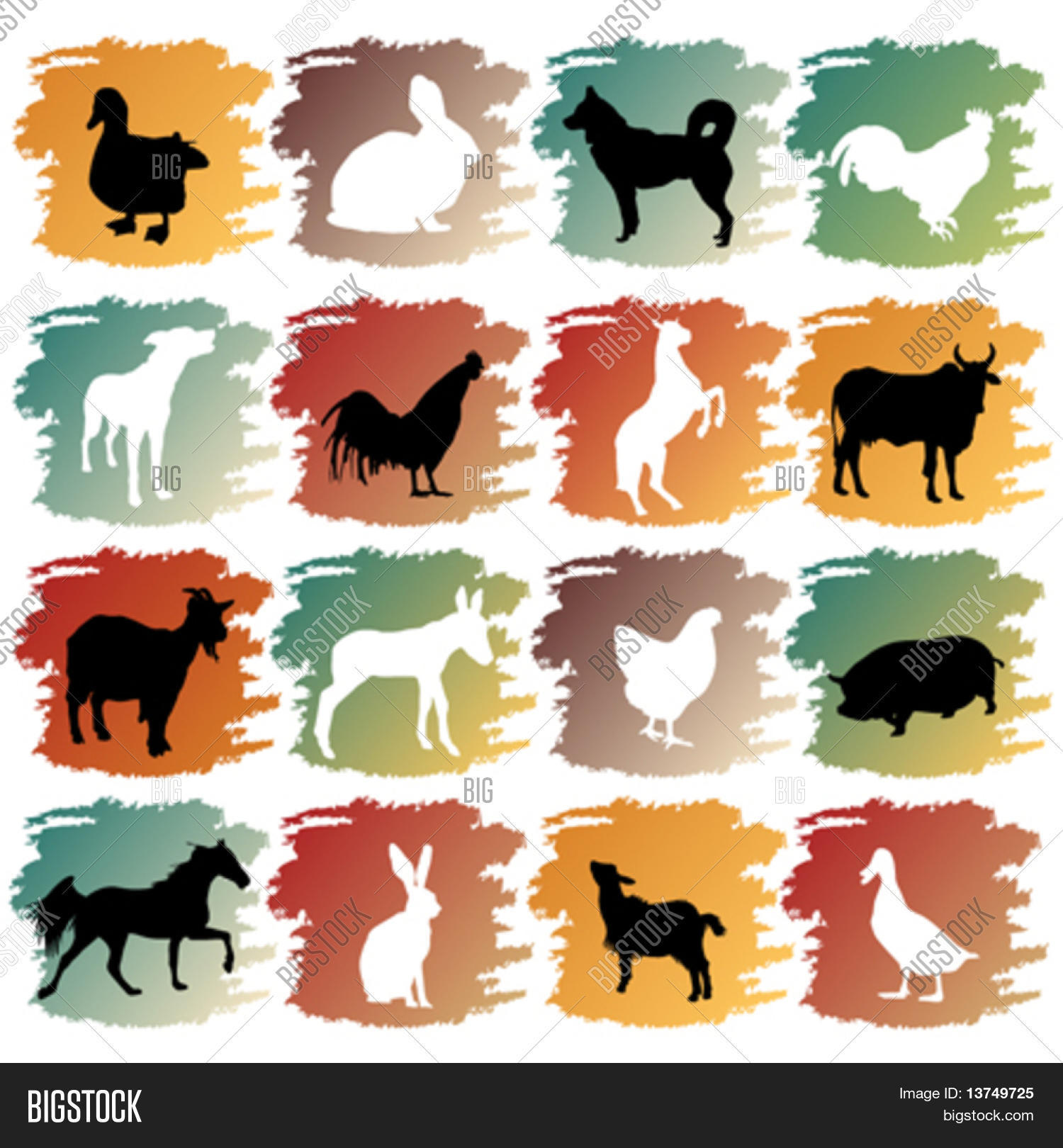 Big Set Farm Animals Vector & Photo (Free Trial) | Bigstock