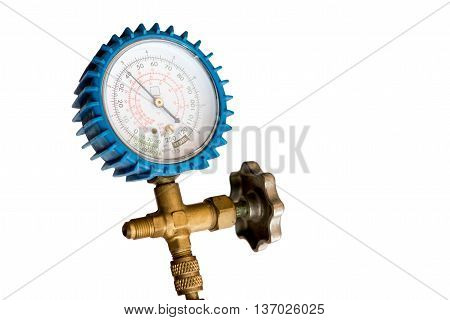 refrigeration low pressure gauge on white background