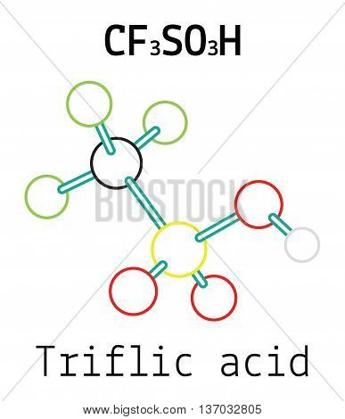 CF3SO3H Triflic acid 3d molecule isolated on white