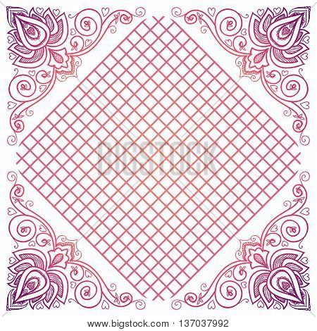 vector Indian floral ornament for serviette pattern, vintage textile.