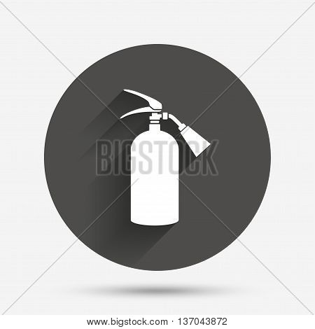 Fire extinguisher sign icon. Fire safety symbol. Circle flat button with shadow. Vector
