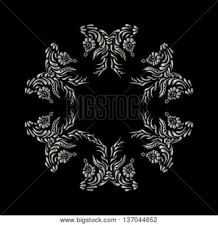 Ukrainian National Motives. Silver Vector Pattern