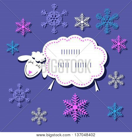 The festive Christmas card with cute sheep