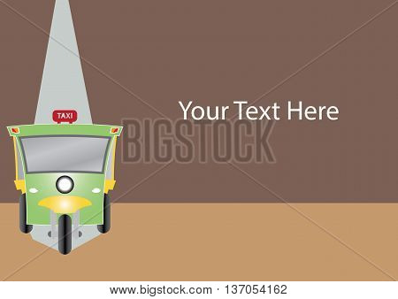 Modern design of Three wheel Motor or Tuktuk with space for your text