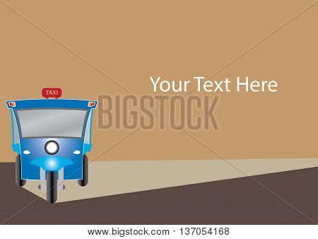 Modern design of Three wheel Motor or Tuktuk with space for your text
