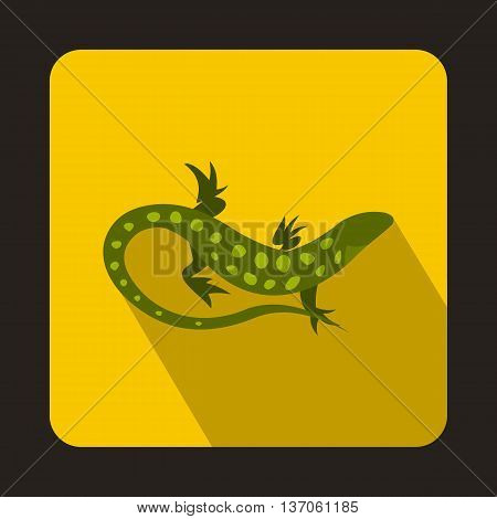 Spotted lizard icon in flat style with long shadow. Reptiles symbol